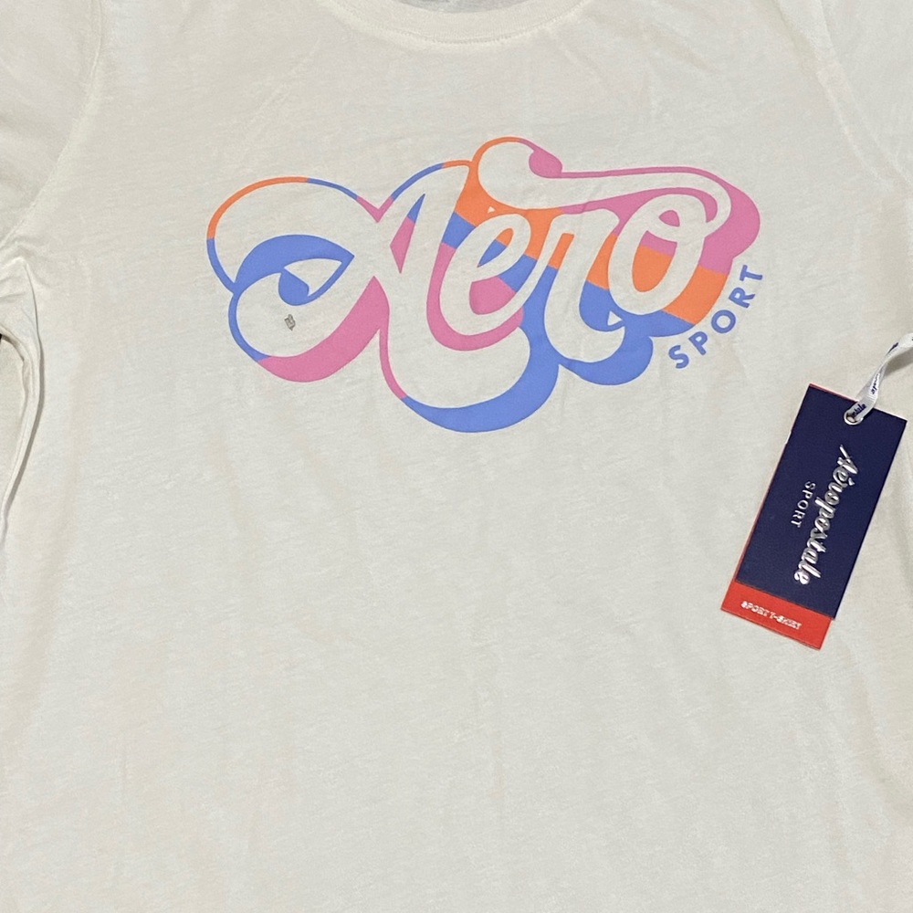 Aeropostale Sport White Printed Short Sleeve T-Shirt Size L | New - Picture 5 of 8